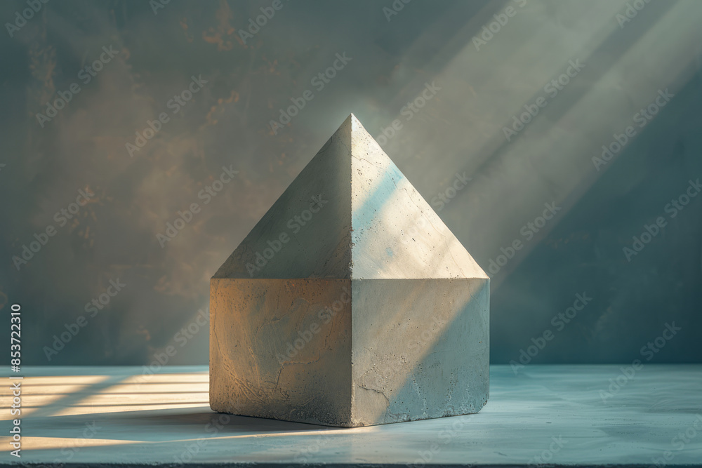 Poster simple photo of a geometric shape that appears to morph and change form when viewed from different a