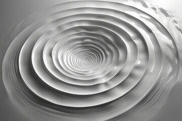 Obraz premium Minimalist aesthetic of a circular pattern that creates the illusion of movement and pulsation on a clean, white surface,