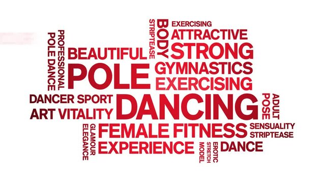 Pole Dancing animated word cloud;text design animation tag kinetic typography seamless loop.