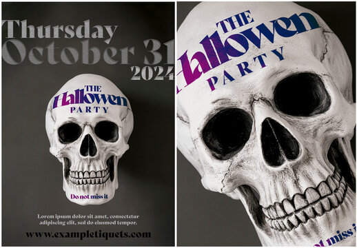 Poster Hallowen Skull Dark Ai Generated