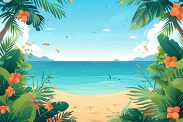 Summer Background illustration created with Generative AI