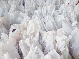 Eid al-Adha sacrificial meat that has been placed in red plastic bags is ready to be distributed to the poor and people who are entitled to sacrificial meat.

