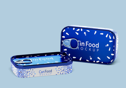 Rectangular Tin Can Set Mockup