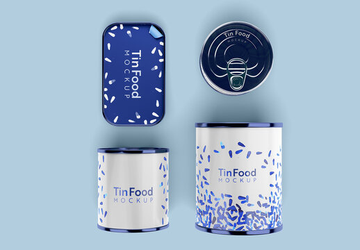 Top of View of Tin Can Set Mockup