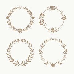 A set of flower wreaths. Vector illustration isolated on a white background.