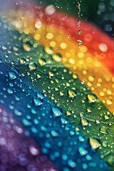 water droplets on a colorful rainbow surface showcasing vibrant colors and details