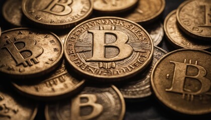 Bitcoins arranged together, highlighting the significance of digital currency in today's economy