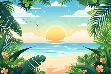 Summer Background illustration created with Generative AI