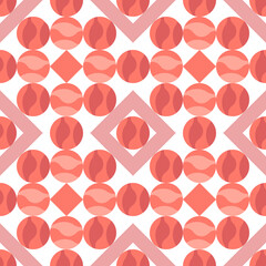 Vector - geometric shape seamless pattern, square and balls. 