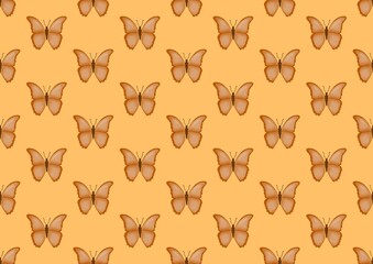 Butterfly. Pattern with butterflies. Brown butterfly and beige background. Nature. Summer season