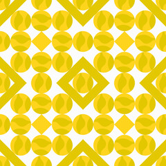 Vector - geometric shape seamless pattern, square and balls. 