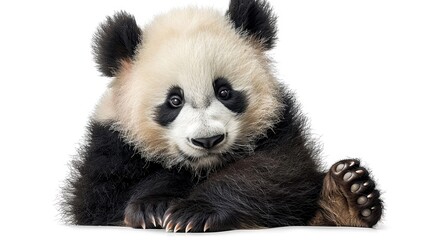 Fototapeta premium This image shows a panda holding a blank sign which covers its face, perfect for adding custom content