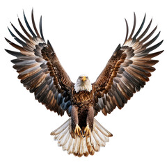 Obraz premium Majestic eagle mid-flight with wings spread.