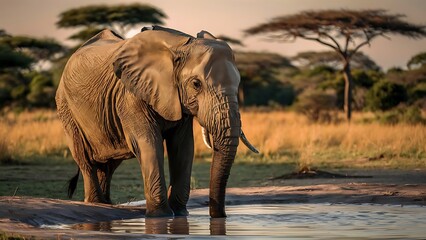 Fototapeta premium African Elephant (High Quality Wallpaper Wild PhotoGraphy)