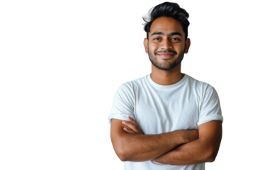 Confident Indian businessman smiling at the camera.