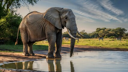 Fototapeta premium African Elephant (High Quality Wallpaper Wild PhotoGraphy)