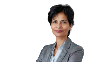 Confident Indian businesswoman smiling at the camera.