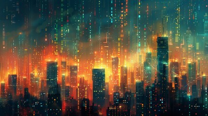Fototapeta premium Futuristic Neon Cityscape at Night