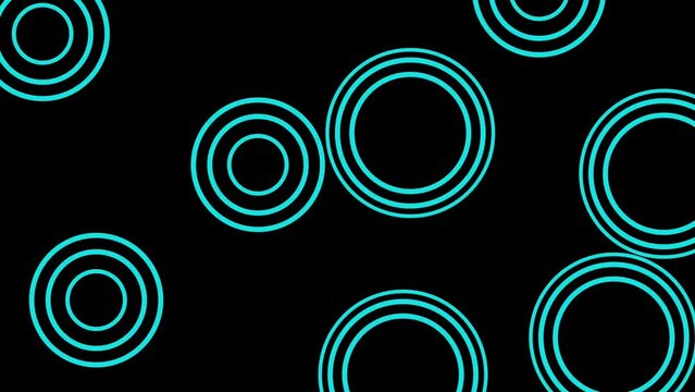 animated glowing neon Water ripples with circle waves isolated on black background. liquid surface of falling water droplets. Water ripple effect. 4K