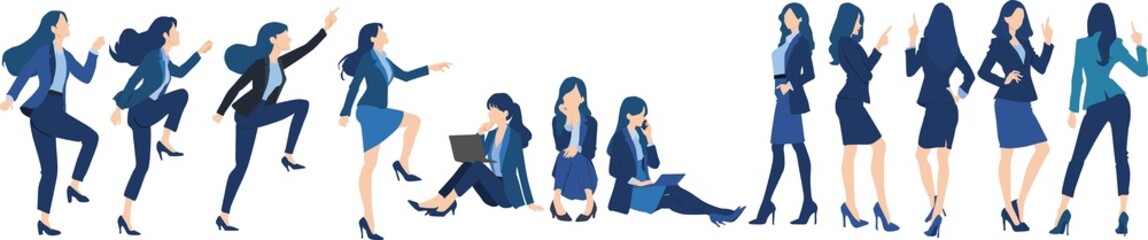 Obraz premium ビジネスウーマンのイラストセット