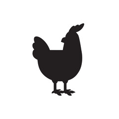 Hen black silhouette icon isolated on white background. Vector illustration.