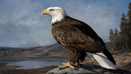 Fototapeta premium American Bald Eagle (High Quality Wallpaper Wild PhotoGraphy)