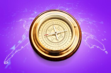 Old geographical retro compass element