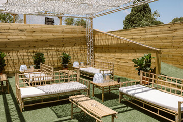 General view of VIP area behind the stage at a music festival