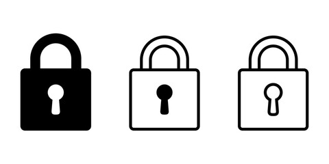 Padlock with keyhole icon, security icon.