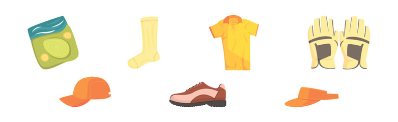 Golf Playing Game Object and Element Vector Set