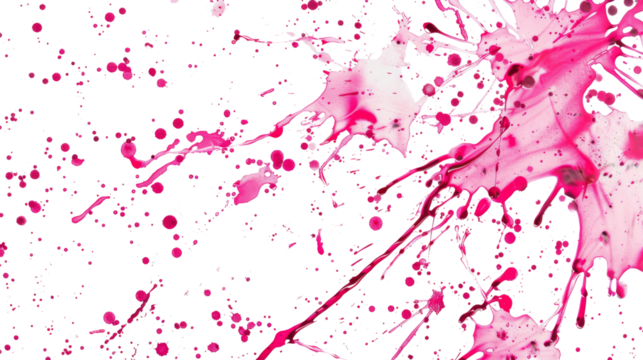 Pink paint spilled, splash on white background