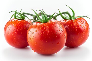 Tomatoes with Water Droplets on a White Background