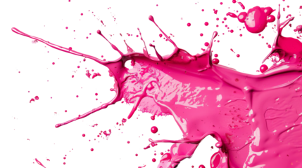 Pink paint spilled, splash on white background