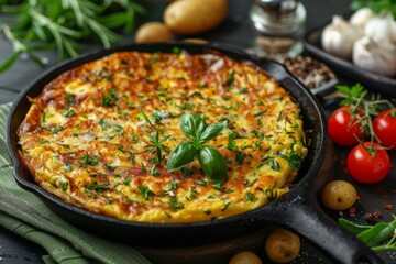 Delicious Homemade Frittata in Cast Iron Skillet