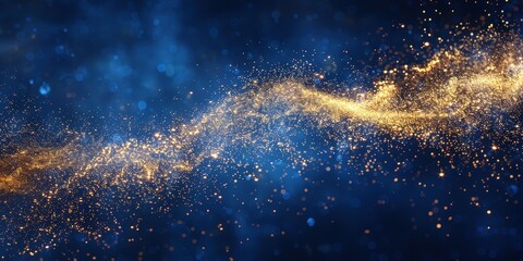 Golden Sparkles on Blue Background