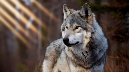 Fototapeta premium Grey Wolf Portrait (High Quality Wallpaper Wild Photography)