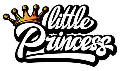 Stylish calligraphic inscription little princess with crown. Vector illustration © 111chemodan111