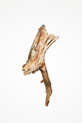 Broken wooden stick isolated on white background