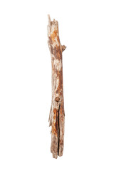 Broken wooden stick isolated on white background