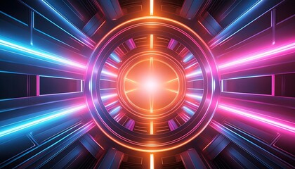 abstract background with orange blue and pink lights, abstract background with glowing circles
