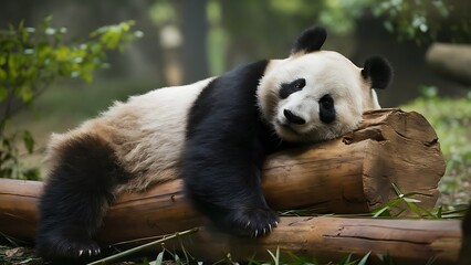 Obraz premium Lazy Panda Bear(High Quality Wallpaper Wild Photography)
