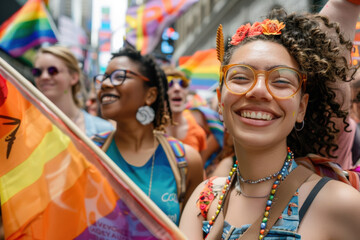 Obraz premium Joyful Daytime Pride Parade Celebration