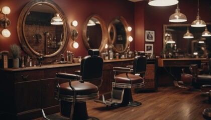 Elegant and inviting, this barber shop combines vintage charm with modern comfort for an exceptional grooming experience