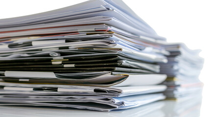 Stack of business papers , documents on white background