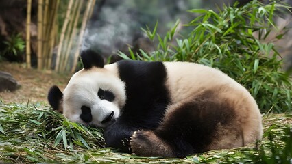 Fototapeta premium Lazy Panda Bear(High Quality Wallpaper Wild Photography)