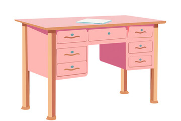 a Bekant desk clipart, furniture element, flat design illustration, pastel, isolated on Transparent background