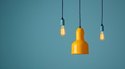 Obraz premium artistic vibrant yellow lamps bulbs and decorative lights minimalist style and grey creative silhouette minimalist pose clean white background in clean studio lighting product photography 32k