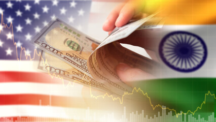 Economic relations USA and India. Decline in trade between two states. Money is in people hands....