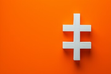 Obraz premium White Cross on Orange Background