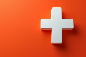Obraz premium White Cross on Orange Background